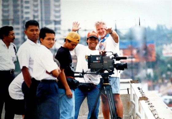 On location in East Java Indonesia directing a corporate film, 1994. 